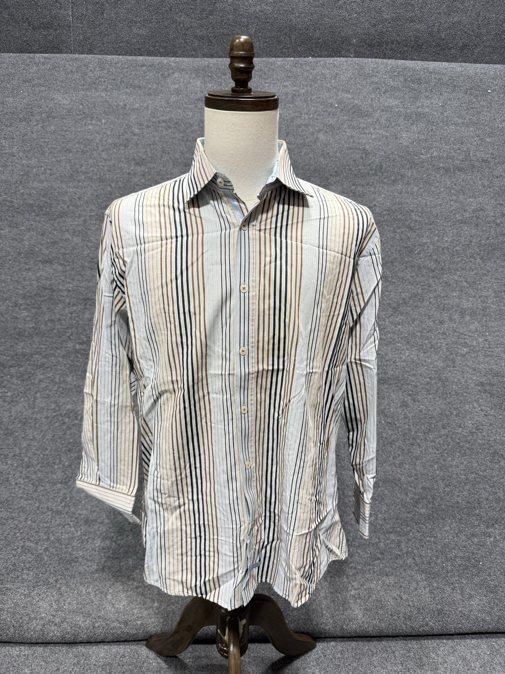 English Laundry Shirt Mens 16.5 32/33 Striped Long Sleeve Dress Top Button-Up